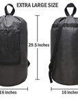 Large Laundry Backpack with Shoulder Straps Mesh Pocket Black HLC016