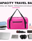 Foldable Travel Duffel Bag For Women & Men Luggage Great for Gym - pink HLC008