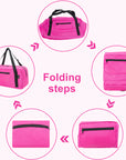 Foldable Travel Duffel Bag For Women & Men Luggage Great for Gym - pink HLC008