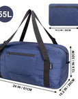 HOLYLUCK Foldable Travel Duffel Bag For Women & Men Luggage Great for Gym - large navy blue HLC408