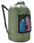 Large Laundry Backpack with Shoulder Straps Mesh Pocket Green HLC016