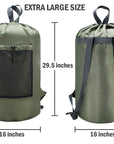 Large Laundry Backpack with Shoulder Straps Mesh Pocket Green HLC016