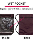 Drawstring Packable Sackpack Wet with Zipper and Water Bottle Mesh Pockets burgundy HLC001