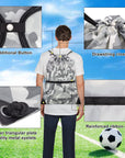 Drawstring Backpack Sports Gym Bag With Multi Pockets Grey Camo HLC004