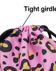 Drawstring Backpack Bag Sport Gym Sackpack Pink Leopard HLC001