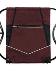 Drawstring Packable Sackpack Wet with Zipper and Water Bottle Mesh Pockets burgundy HLC001