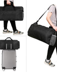 Foldable Travel Duffel Bag for Gym Sports Lightweight Water Repellent & Tear Resistant-black HLC008