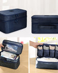 Travel Double Layer Waterproof Organizer Cosmetic Toiletry Bag Navy HLC063